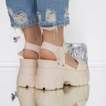 Papuci Dama cu Platforma 3WL207 Bej deschis » meishop.life