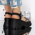 Papuci Dama cu Platforma 3WL209 Negru » meishop.life