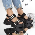 Papuci Dama cu Platforma 3WL213 Negru » meishop.life