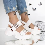 Papuci Dama cu Platforma 3WL213 Alb » meishop.life