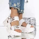 Papuci Dama cu Platforma 3WL213 Alb » meishop.life
