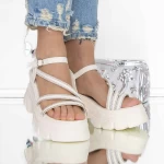 Papuci Dama cu Platforma 3WL209 Alb » meishop.life