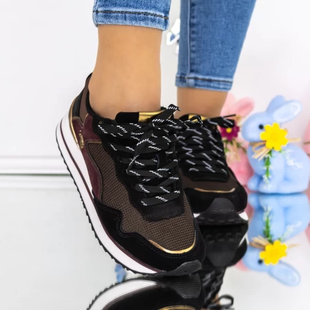 Pantofi Sport Dama LAYLA001A Negru-Visiniu » meishop.life