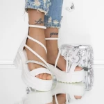 Sandale cu Platforma 3WL130 Alb » meishop.life
