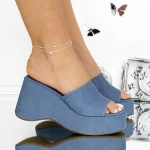 Papuci Dama cu Platforma 3FD2 Albastru » meishop.life