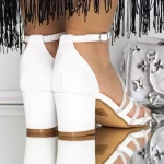 Sandale Dama cu Toc 3XKK123 Alb » meishop.life