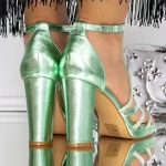 Sandale Dama cu Toc 3XKK112 Verde Mei