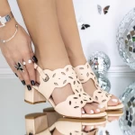 Sandale Dama cu Toc 3XKK121 Bej » meishop.life
