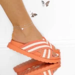 Papuci Dama cu Platforma 3JF30 Portocaliu » meishop.life
