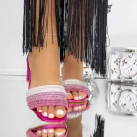 Papuci Dama cu Toc 3FZ6 Fucsia » meishop.life