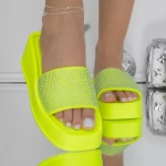 Papuci Dama cu Platforma 3WL257 Galben fluorescent » meishop.life