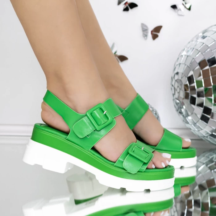 Sandale Dama cu Toc 3LE51 Verde » meishop.life