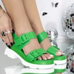 Sandale Dama cu Toc 3LE51 Verde » meishop.life