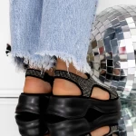Sandale Dama cu Platforma 3GZ96 Negru » meishop.life