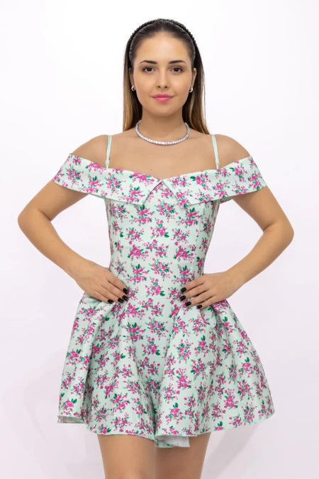Rochie Dama 123061 Verde-Roz » meishop.life