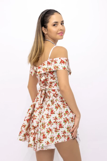 Rochie Dama 123061 Alb-Rosu » meishop.life