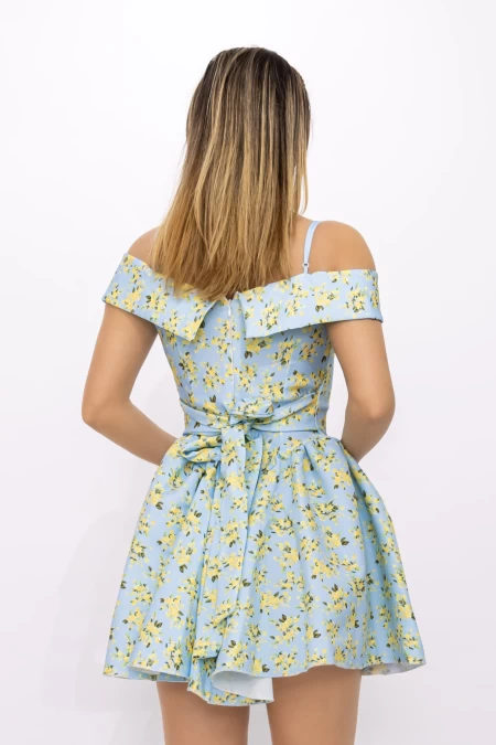 Rochie Dama 123061 Albastru-Galben » meishop.life