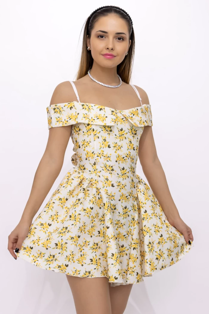 Rochie Dama 123061 Alb-Galben » meishop.life