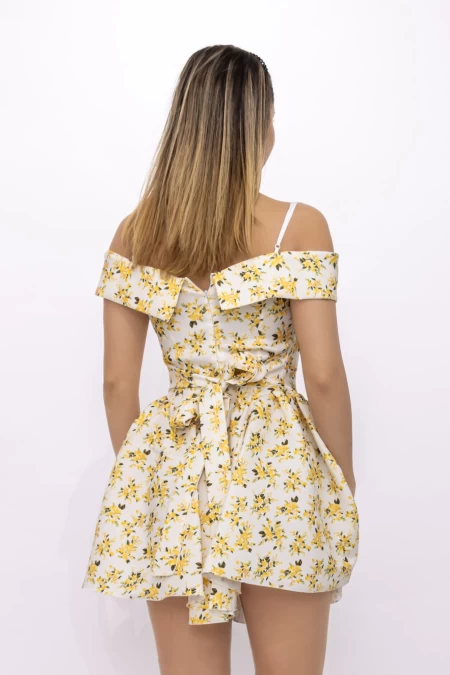 Rochie Dama 123061 Alb-Galben » meishop.life