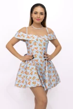 Rochie Dama 123061 Albastru-Portocaliu » meishop.life