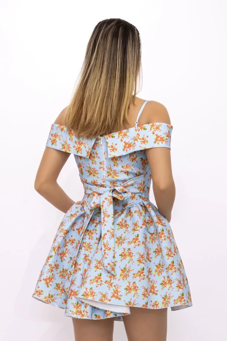 Rochie Dama 123061 Albastru-Portocaliu » meishop.life