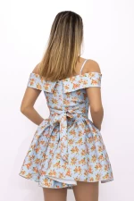 Rochie Dama 123061 Albastru-Portocaliu » meishop.life