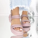 Sandale Dama cu Platforma 3LN3 Roz inchis » meishop.life
