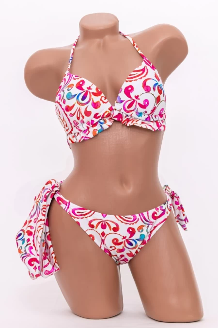Costum de Baie Dama 3 Piese F89 Alb-Coral » meishop.life