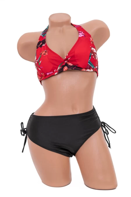 Costum de Baie Dama 2 Piese L330 Rosu-Negru » meishop.life