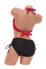 Costum de Baie Dama 2 Piese L330 Rosu-Negru » meishop.life