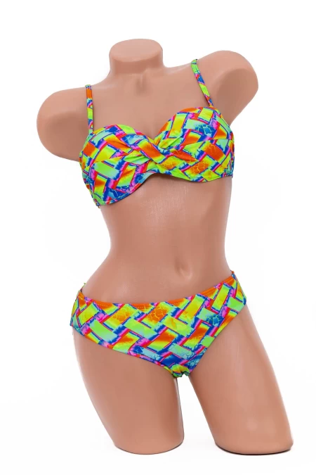 Costum de Baie Dama 2 Piese F03-1 Verde-Portocaliu » meishop.life