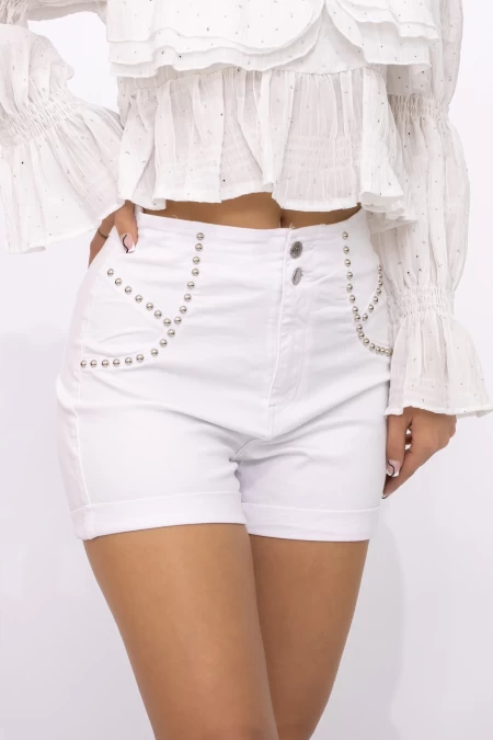 Blugi Scurti Dama HW-110B Alb » meishop.life