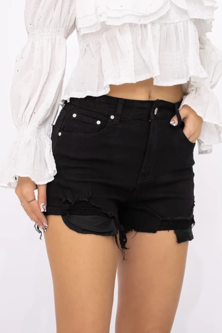 Blugi Scurti Dama A76-1 Negru » meishop.life