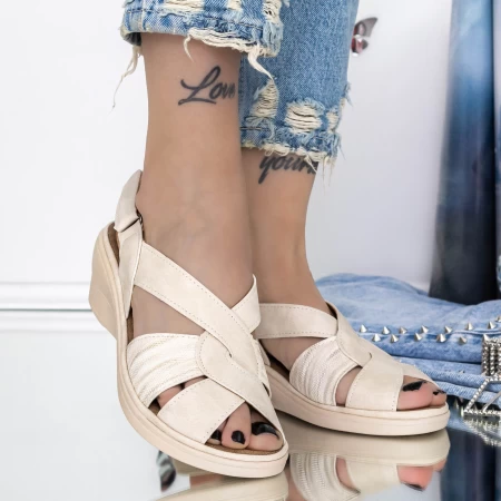 Sandale Dama cu Platforma 783-3 Bej » meishop.life