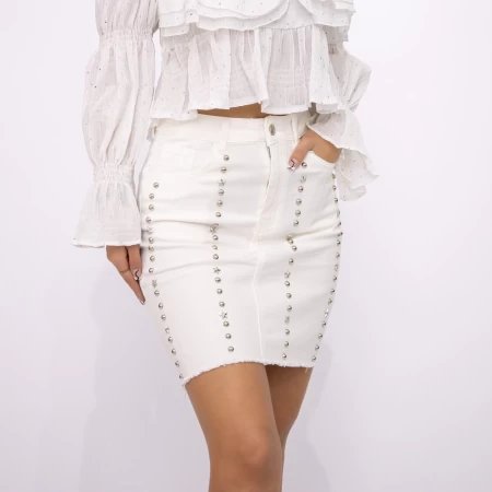 Fusta Denim Y139 Alb » meishop.life