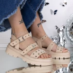Sandale Dama cu Platforma 3LE62 Bej » meishop.life