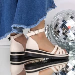 Sandale Dama cu Talpa Joasa 3GZ66 Bej » meishop.life