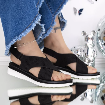 Sandale Dama cu Talpa Joasa 3GZ26 Negru » meishop.life