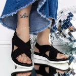 Sandale Dama cu Talpa Joasa 3GZ26 Negru » meishop.life