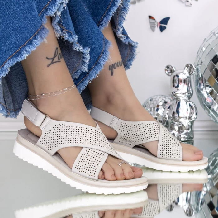 Sandale Dama cu Talpa Joasa 3GZ26 Gri » meishop.life