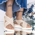 Sandale Dama cu Talpa Joasa 3GZ26 Bej » meishop.life