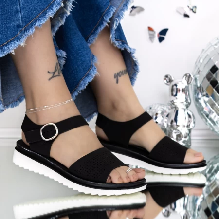 Sandale Dama cu Talpa Joasa 3GZ27 Negru » meishop.life