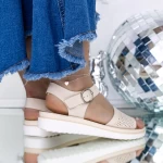 Sandale Dama cu Talpa Joasa 3GZ27 Bej » meishop.life