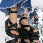 Sandale Dama cu Platforma 3GZ73 Negru » meishop.life