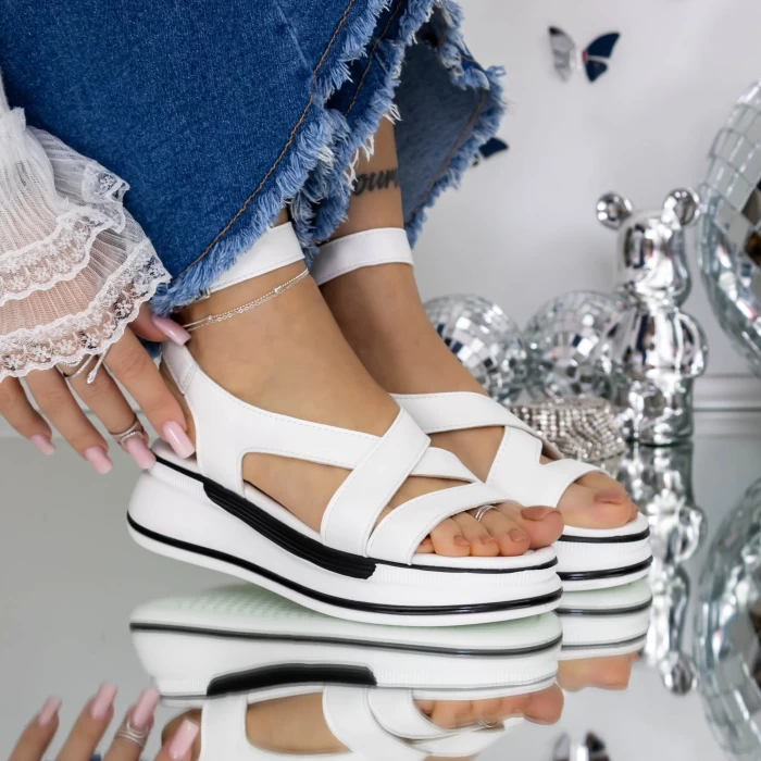 Sandale Dama cu Platforma 3GZ73 Alb » meishop.life