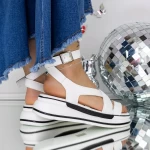Sandale Dama cu Platforma 3GZ73 Alb » meishop.life