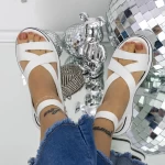 Sandale Dama cu Platforma 3GZ73 Alb » meishop.life