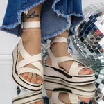 Sandale Dama cu Platforma 3GZ73 Bej » meishop.life