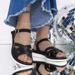 Sandale Dama cu Talpa Joasa 3GZ29 Negru » meishop.life
