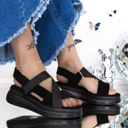 Sandale Dama cu Platforma 3GZ65 Negru » meishop.life